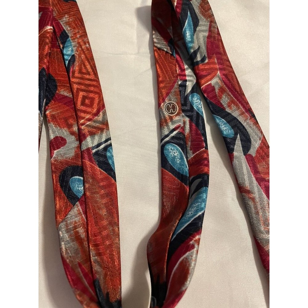 HALSTON III Vintage Men’s Tie ‘90s Deco Style Pattern Polyester USA 58” X 4” - Picture 4 of 6